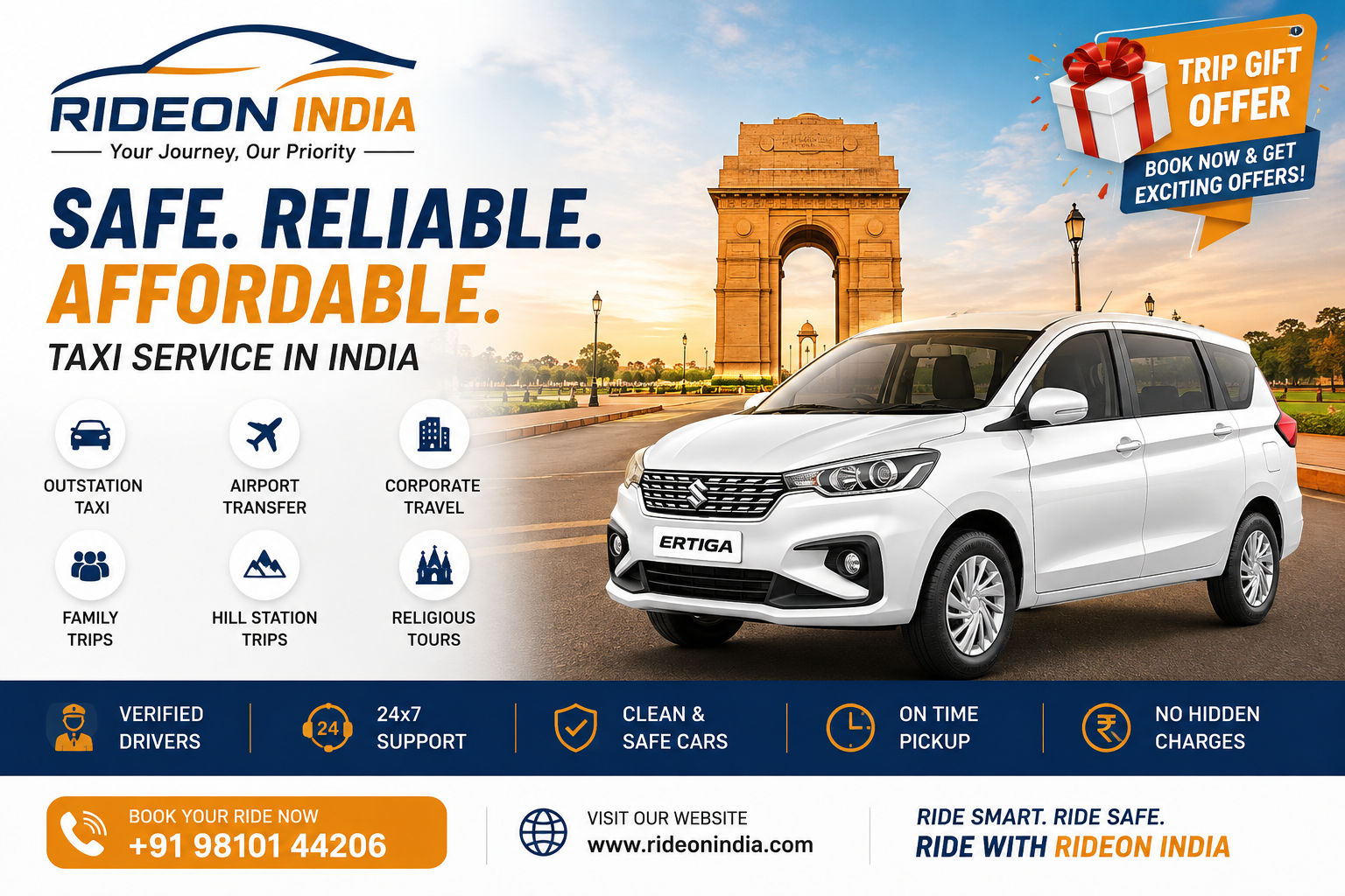 Read more about the article Safe, Reliable & Affordable Taxi Service in India | RideOn India